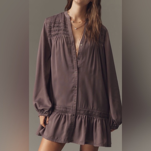 Pilcro Dresses & Skirts - MWT: Pilcro-Long-Sleeve V-neck Mini Shirt Dress